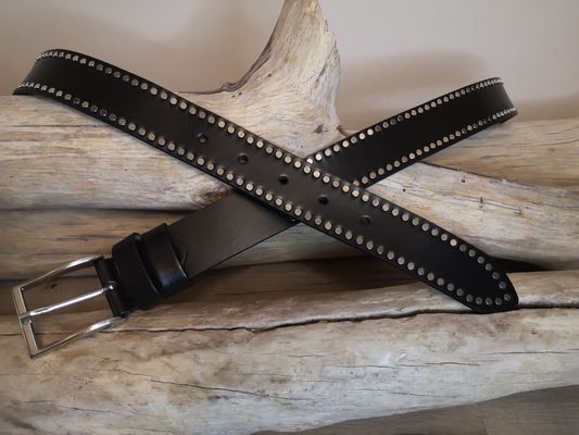 CEINTURE EN CUIR POUR HOMME CLOUTEE NOIRE