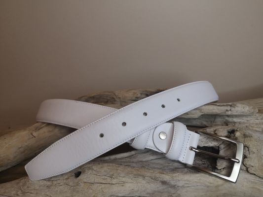 CEINTURE MIXTE EN CUIR DE VEAU DE 3.5 AVEC COUTURES