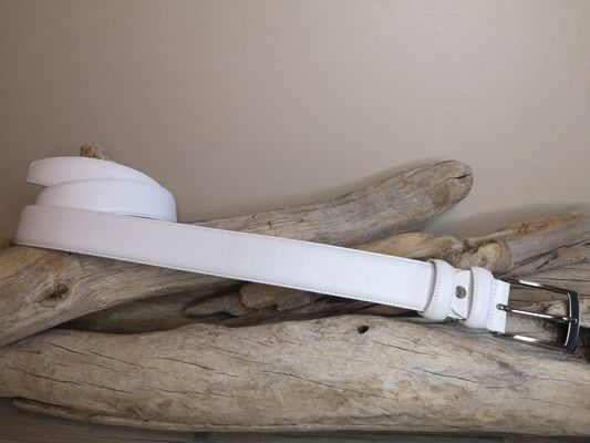 CEINTURE MIXTE EN CUIR DE VEAU DE 3.5 AVEC COUTURES