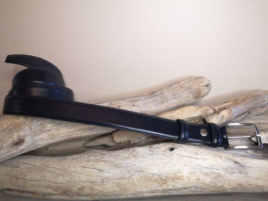 CEINTURE MIXTE EN CUIR DE VEAU DE 3.5 AVEC COUTURES