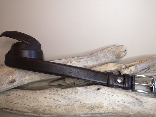 CEINTURE MIXTE EN CUIR DE VEAU DE 3.5 AVEC COUTURES