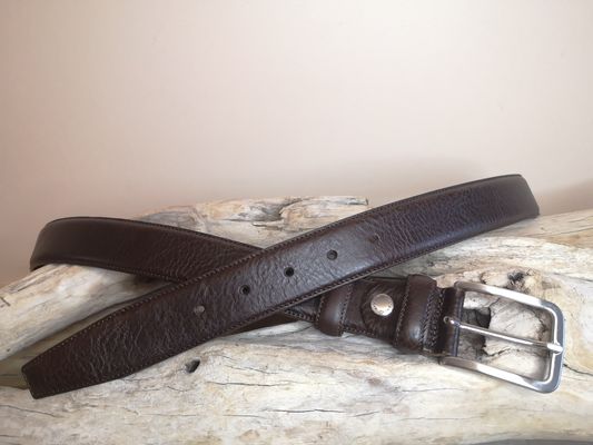 CEINTURE MIXTE EN CUIR DE VEAU DE 3.5 AVEC COUTURES