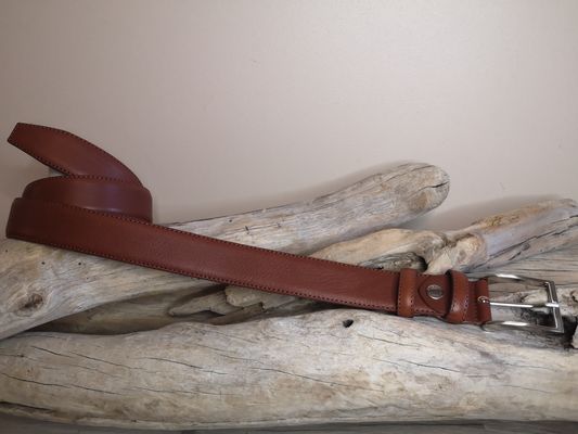 CEINTURE MIXTE EN CUIR DE VEAU DE 3.5 AVEC COUTURES