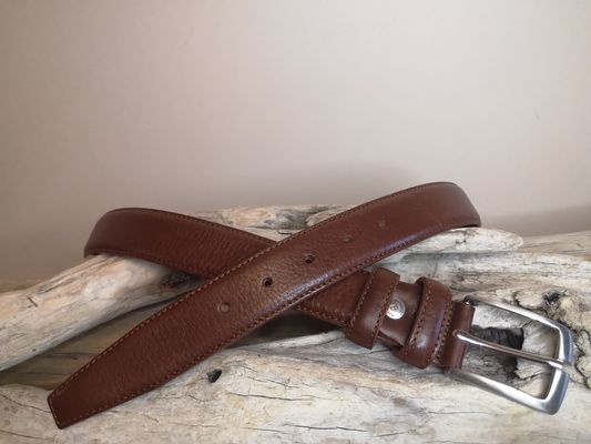 CEINTURE MIXTE EN CUIR DE VEAU DE 3.5 AVEC COUTURES