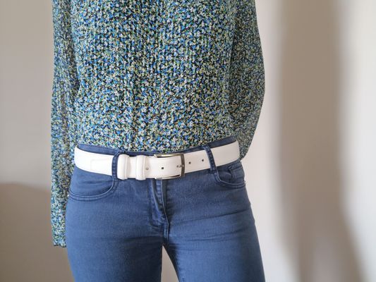 CEINTURE MIXTE EN CUIR DE VEAU DE 3.5 AVEC COUTURES