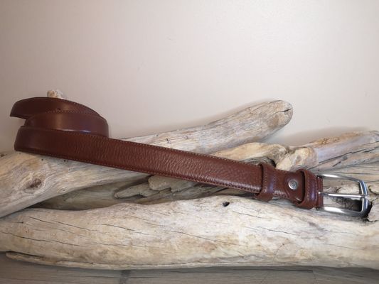 CEINTURE MIXTE EN CUIR DE VEAU DE 3.5 AVEC COUTURES