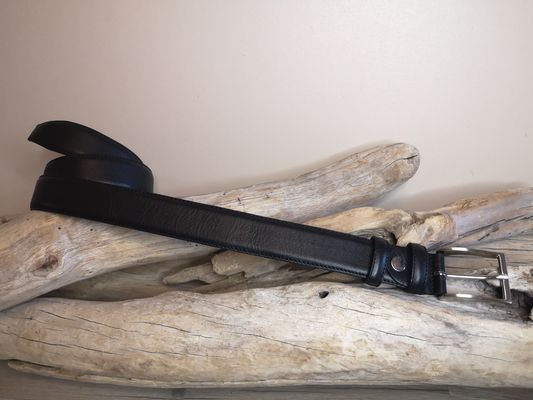 CEINTURE MIXTE EN CUIR DE VEAU DE 3.5 AVEC COUTURES