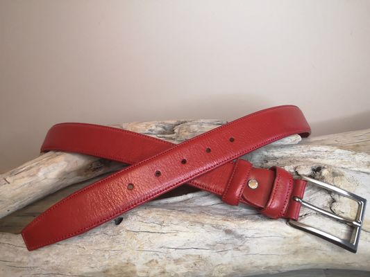 CEINTURE MIXTE EN CUIR DE VEAU DE 3.5 AVEC COUTURES