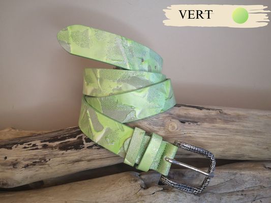 CEINTURE FEMME EN CUIR NUBUCK ET CUIR DE VACHETTE PLEINE FLEUR DE 3.5CM