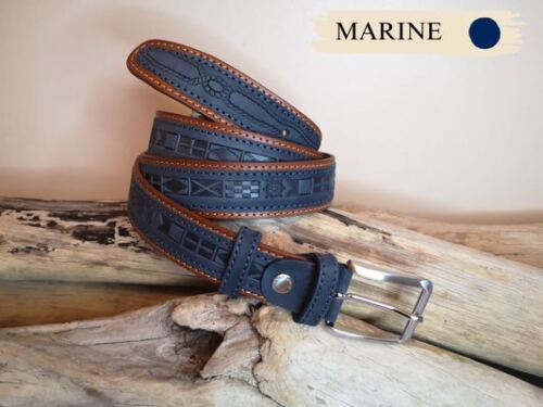 CEINTURE MIXTE IMPRIME EN CUIR RETOURNÉ DE 3.5CM