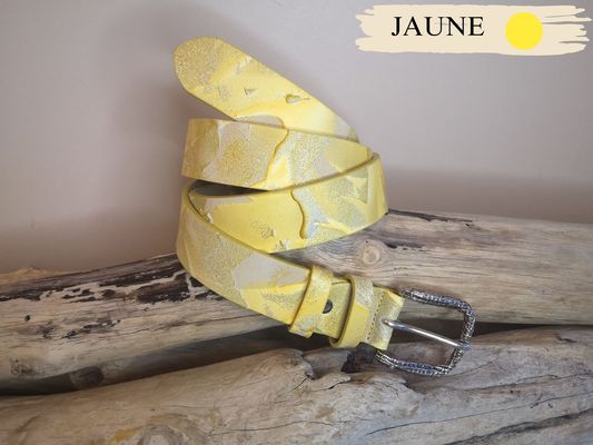 CEINTURE FEMME EN CUIR NUBUCK ET CUIR DE VACHETTE PLEINE FLEUR DE 3.5CM