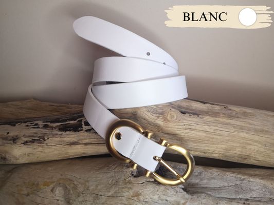 CEINTURE CUIR FEMME LUXE EN CUIR VERITABLE DE 3CM BOUCLE DOREE