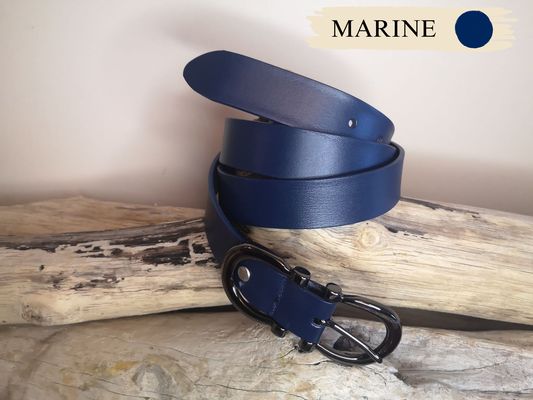 CEINTURE EN CUIR FEMME DE 3CM EN CUIR VERITABLE BOUCLE NOIRE