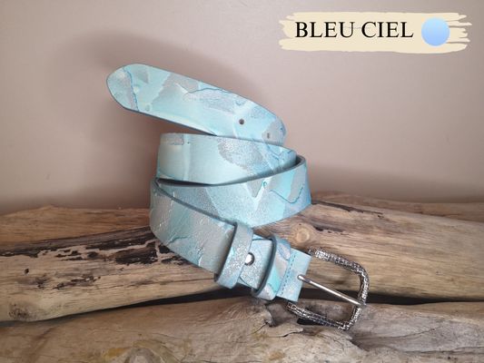 CEINTURE FEMME EN CUIR NUBUCK ET CUIR DE VACHETTE PLEINE FLEUR DE 3.5CM