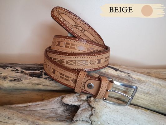 CEINTURE MIXTE IMPRIME EN CUIR RETOURNÉ DE 3.5CM