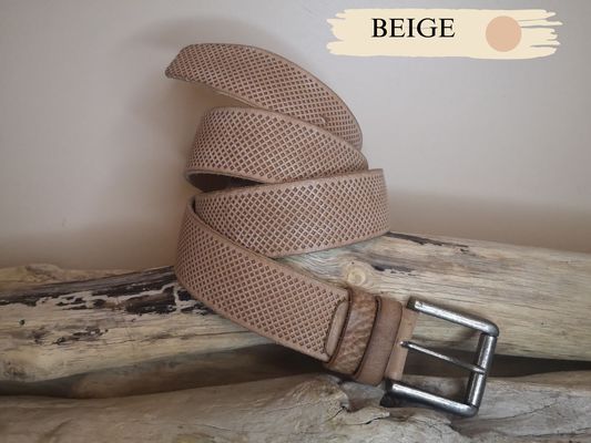 CEINTURE TENDANCE PERFOREE POUR HOMME EN CUIR DE TAUREAU DE 4CM