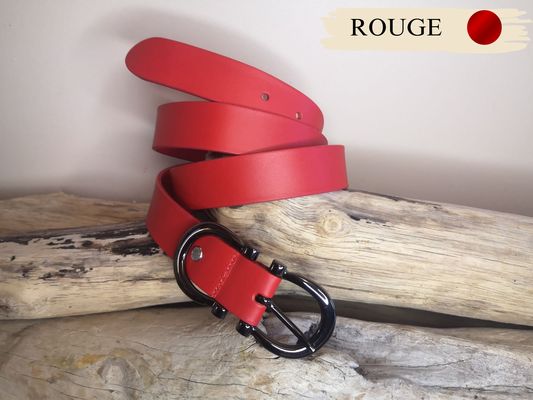 CEINTURE EN CUIR FEMME DE 3CM EN CUIR VERITABLE BOUCLE NOIRE