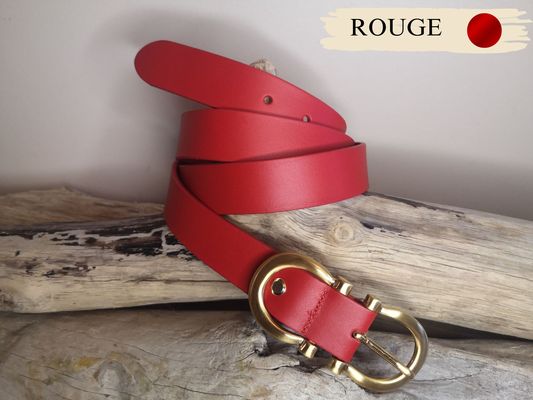 CEINTURE CUIR FEMME LUXE EN CUIR VERITABLE DE 3CM BOUCLE DOREE