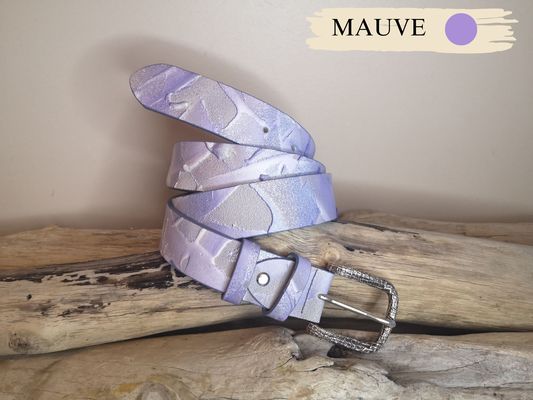 CEINTURE FEMME EN CUIR NUBUCK ET CUIR DE VACHETTE PLEINE FLEUR DE 3.5CM