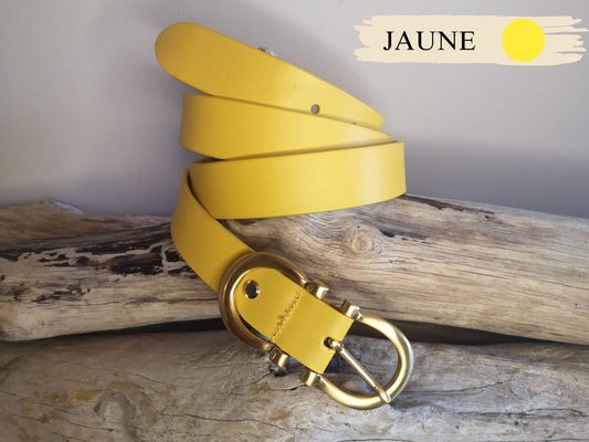 CEINTURE CUIR FEMME LUXE EN CUIR VERITABLE DE 3CM BOUCLE DOREE