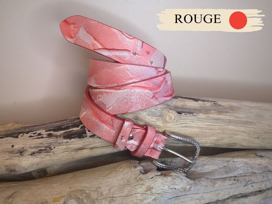 CEINTURE FEMME EN CUIR NUBUCK ET CUIR DE VACHETTE PLEINE FLEUR DE 3.5CM