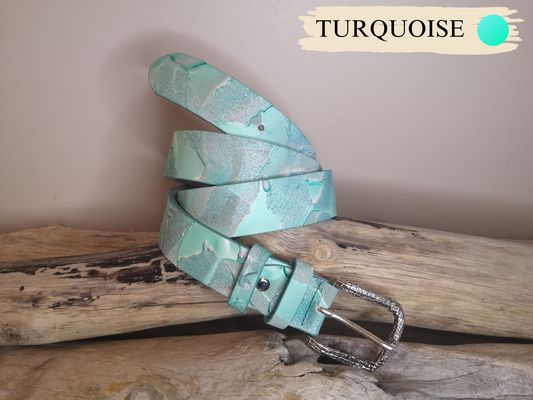 CEINTURE FEMME EN CUIR NUBUCK ET CUIR DE VACHETTE PLEINE FLEUR DE 3.5CM
