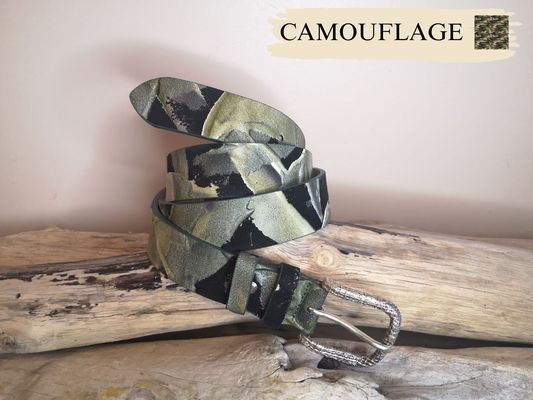 CEINTURE FEMME EN CUIR NUBUCK ET CUIR DE VACHETTE PLEINE FLEUR DE 3.5CM