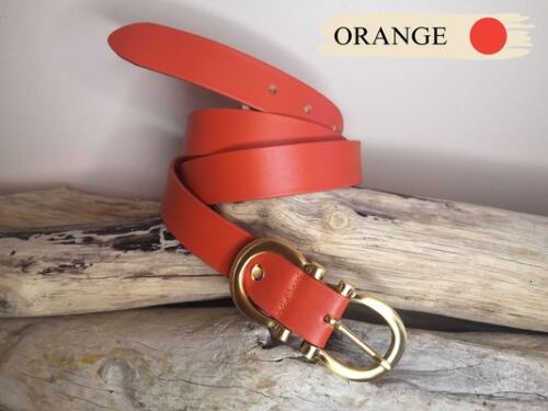 CEINTURE CUIR FEMME LUXE EN CUIR VERITABLE DE 3CM BOUCLE DOREE