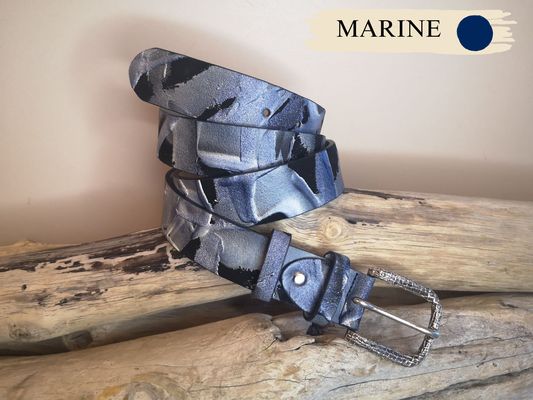 CEINTURE FEMME EN CUIR NUBUCK ET CUIR DE VACHETTE PLEINE FLEUR DE 3.5CM