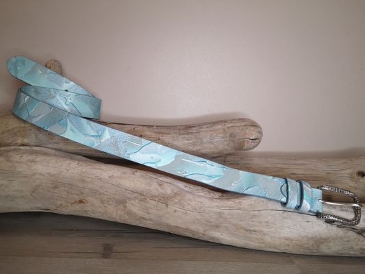 CEINTURE FEMME EN CUIR NUBUCK ET CUIR DE VACHETTE PLEINE FLEUR DE 3.5CM