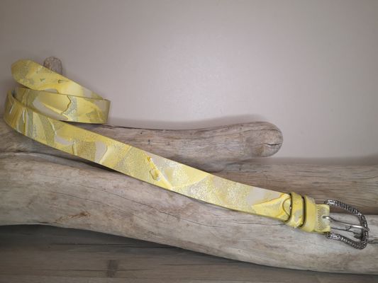 CEINTURE FEMME EN CUIR NUBUCK ET CUIR DE VACHETTE PLEINE FLEUR DE 3.5CM