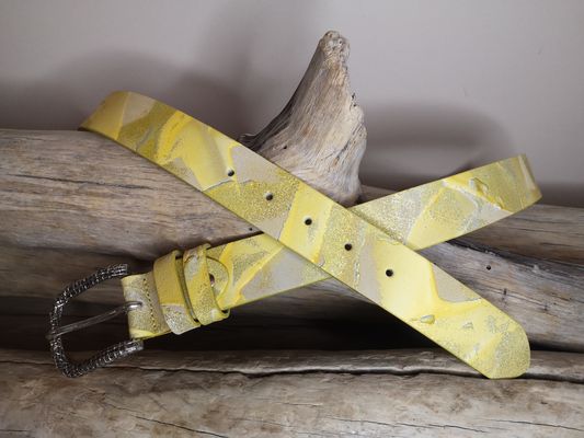 CEINTURE FEMME EN CUIR NUBUCK ET CUIR DE VACHETTE PLEINE FLEUR DE 3.5CM