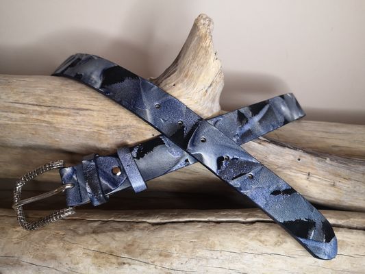 CEINTURE FEMME EN CUIR NUBUCK ET CUIR DE VACHETTE PLEINE FLEUR DE 3.5CM