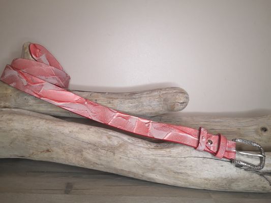 CEINTURE FEMME EN CUIR NUBUCK ET CUIR DE VACHETTE PLEINE FLEUR DE 3.5CM