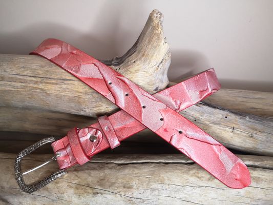 CEINTURE FEMME EN CUIR NUBUCK ET CUIR DE VACHETTE PLEINE FLEUR DE 3.5CM