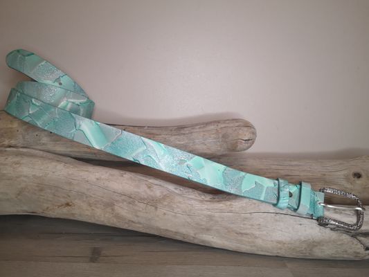 CEINTURE FEMME EN CUIR NUBUCK ET CUIR DE VACHETTE PLEINE FLEUR DE 3.5CM