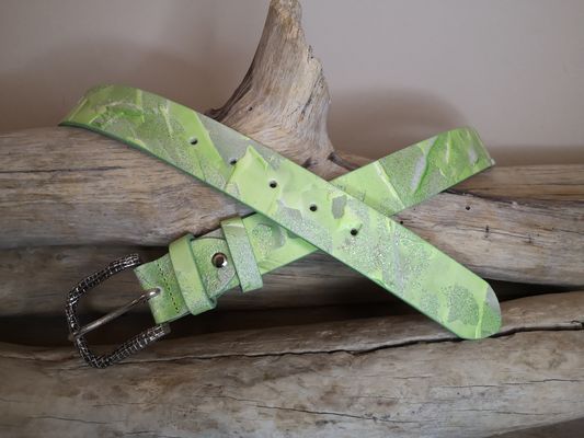 CEINTURE FEMME EN CUIR NUBUCK ET CUIR DE VACHETTE PLEINE FLEUR DE 3.5CM
