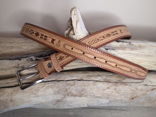 CEINTURE MIXTE IMPRIME EN CUIR RETOURNÉ DE 3.5CM
