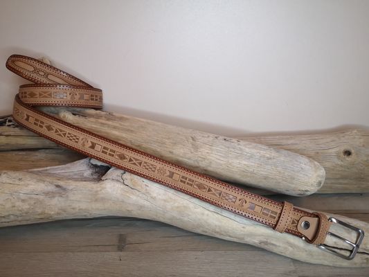 CEINTURE MIXTE IMPRIME EN CUIR RETOURNÉ DE 3.5CM
