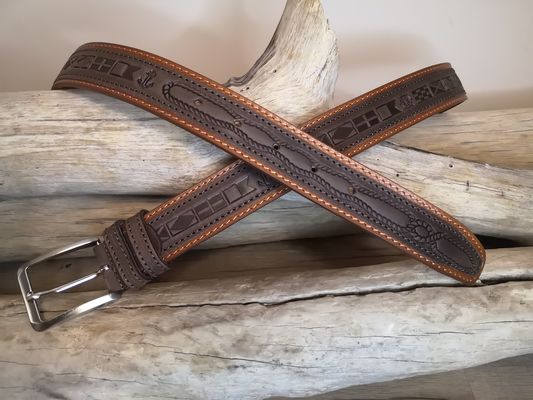 CEINTURE MIXTE IMPRIME EN CUIR RETOURNÉ DE 3.5CM