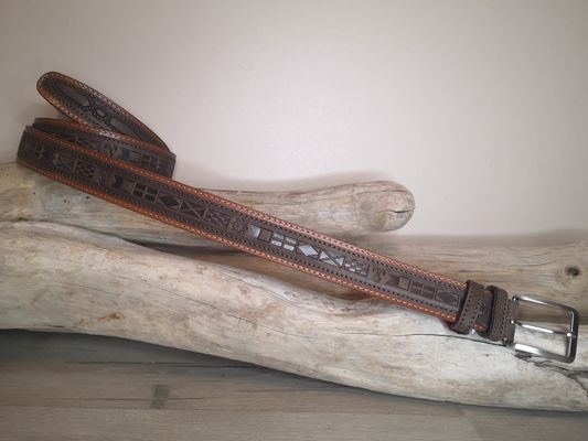 CEINTURE MIXTE IMPRIME EN CUIR RETOURNÉ DE 3.5CM