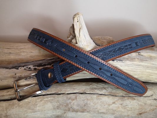 CEINTURE MIXTE IMPRIME EN CUIR RETOURNÉ DE 3.5CM