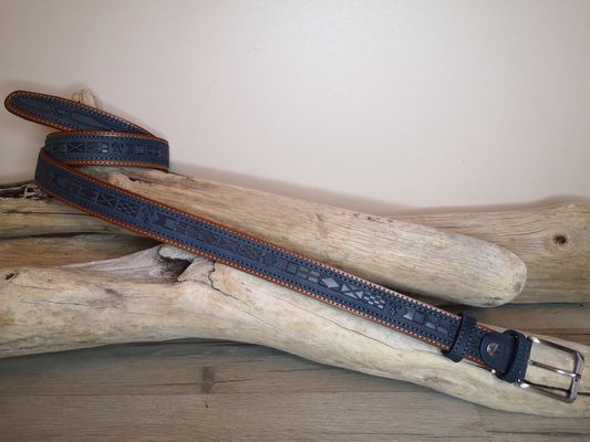 CEINTURE MIXTE IMPRIME EN CUIR RETOURNÉ DE 3.5CM