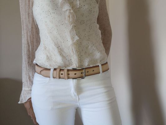 CEINTURE MIXTE IMPRIME EN CUIR RETOURNÉ DE 3.5CM