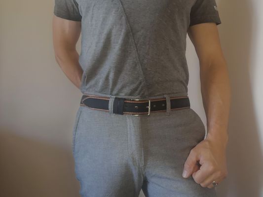 CEINTURE MIXTE IMPRIME EN CUIR RETOURNÉ DE 3.5CM