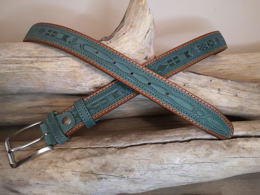 CEINTURE MIXTE IMPRIME EN CUIR RETOURNÉ DE 3.5CM