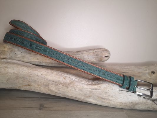 CEINTURE MIXTE IMPRIME EN CUIR RETOURNÉ DE 3.5CM