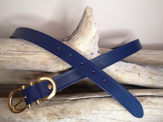 CEINTURE CUIR FEMME LUXE EN CUIR VERITABLE DE 3CM BOUCLE DOREE
