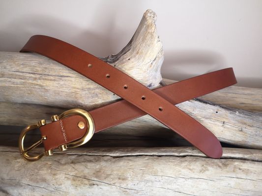 CEINTURE CUIR FEMME LUXE EN CUIR VERITABLE DE 3CM BOUCLE DOREE