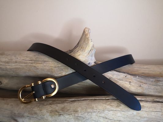 CEINTURE CUIR FEMME LUXE EN CUIR VERITABLE DE 3CM BOUCLE DOREE